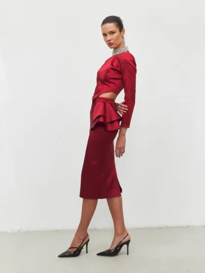 Crimson Peplum Etek — 2. görünüm