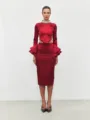 Crimson Peplum Etek
