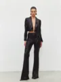 Karina V Yaka Crop Ceket