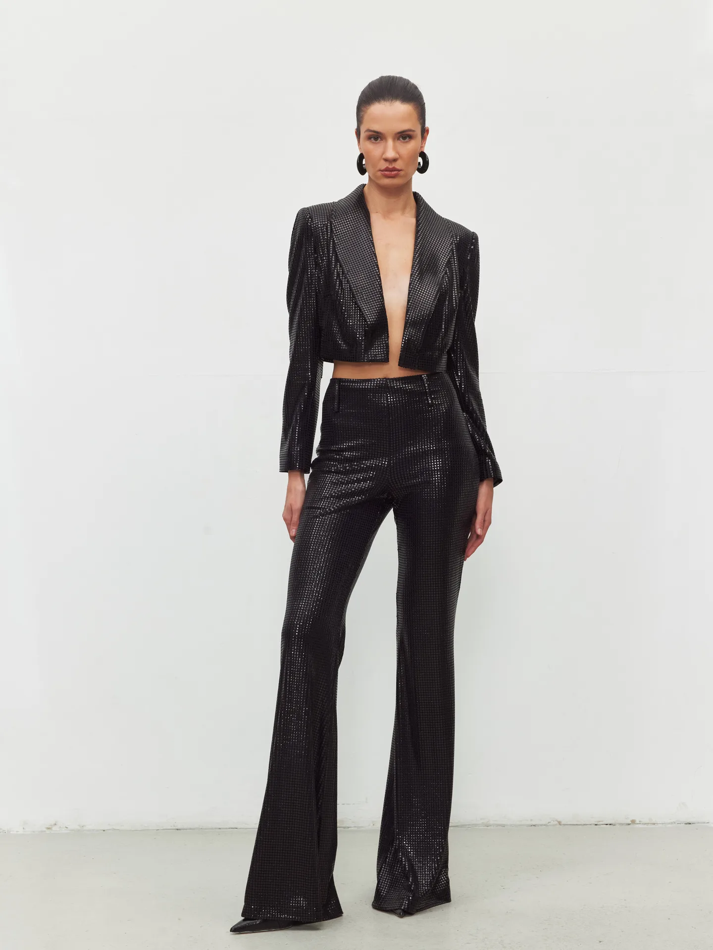 Karina V Yaka Crop Ceket