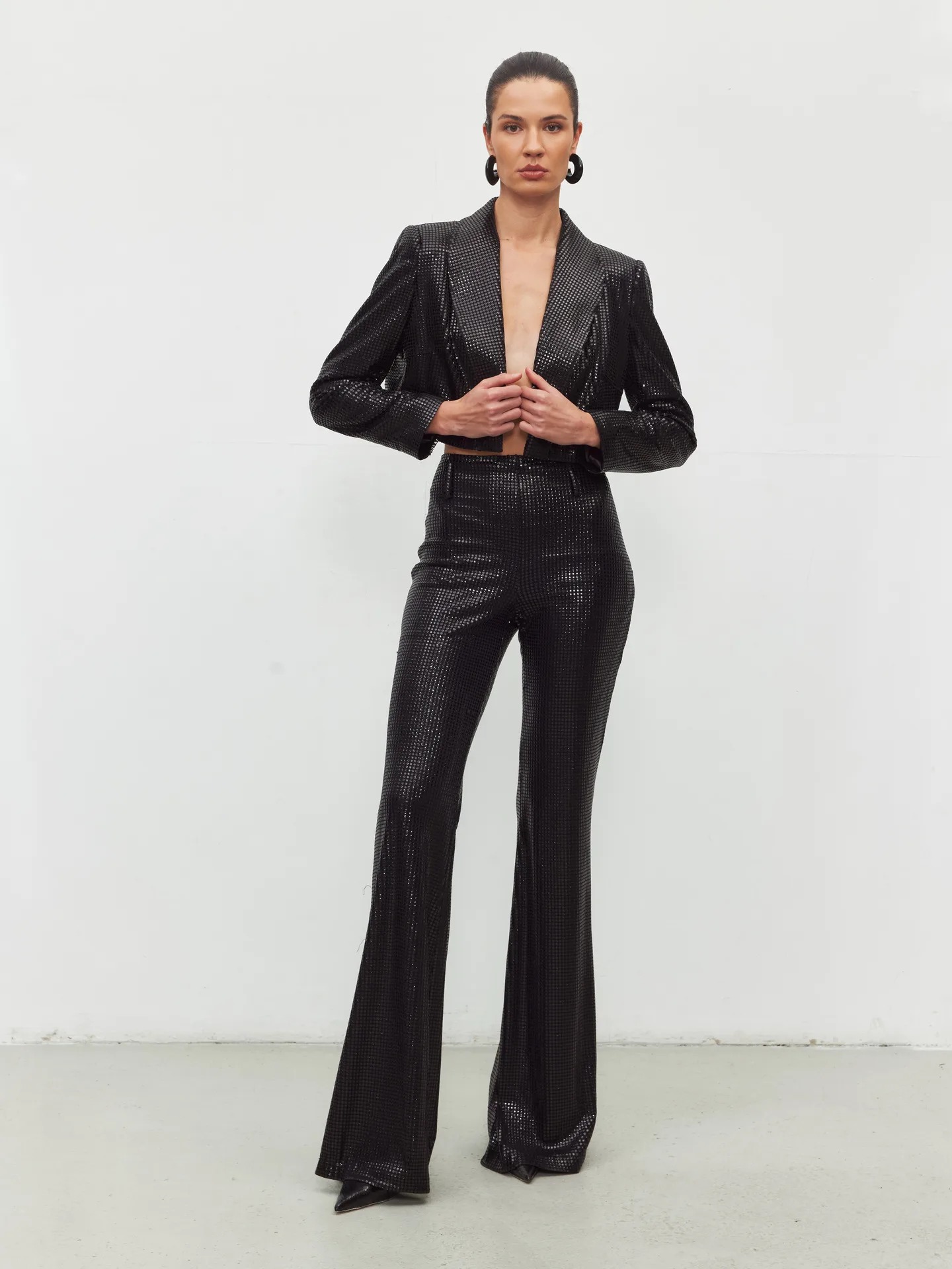 Lisa Couture Işıltılı Geniş Paça Pantolon