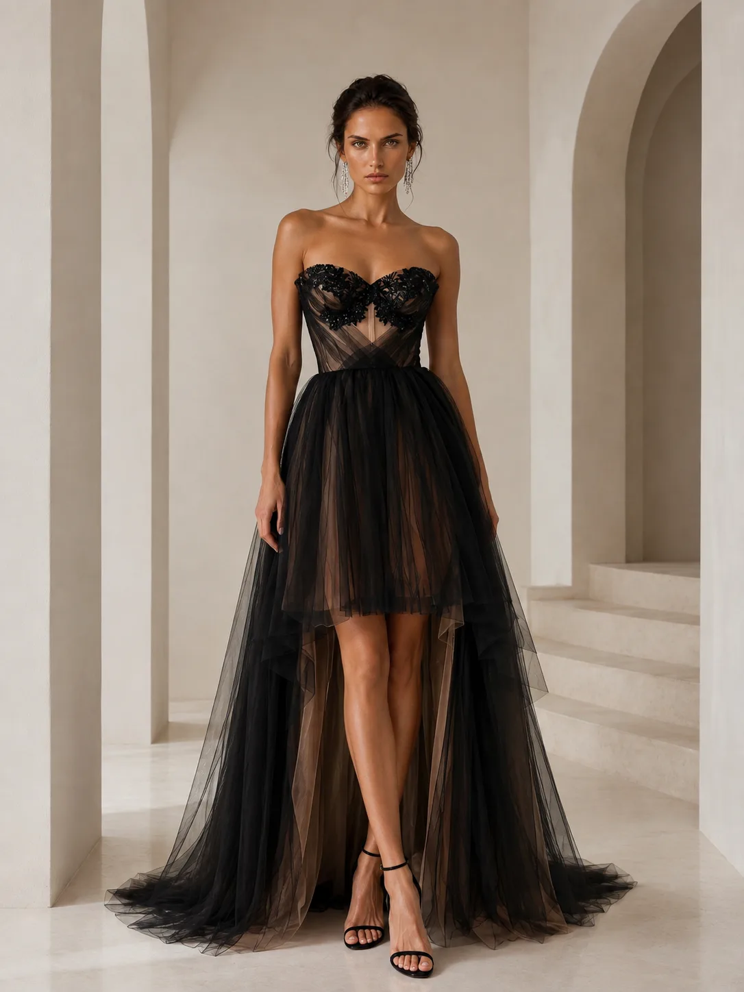 Noir Éclipse Tulle Dress
