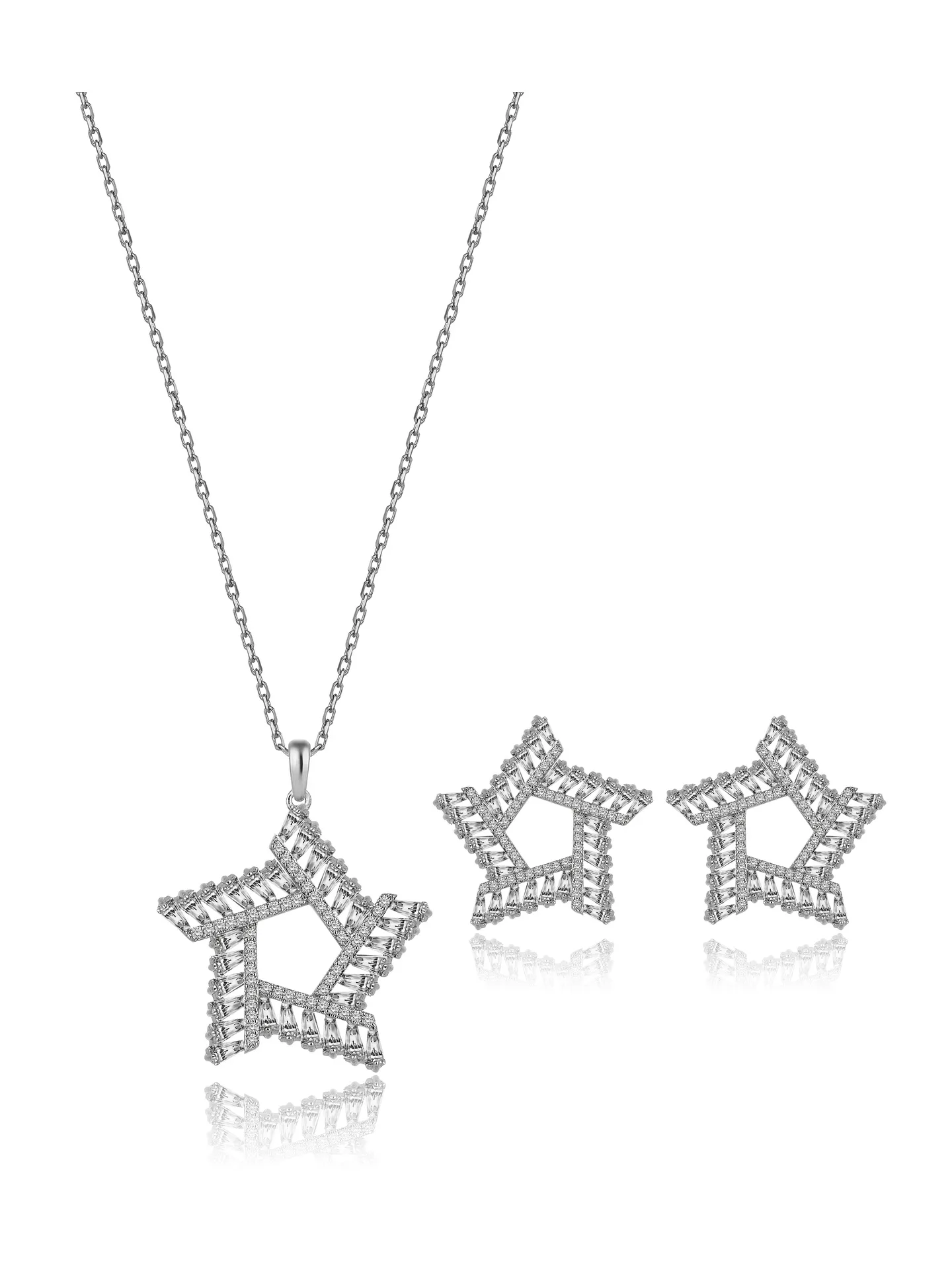 Shining Star Tasarım Baget Taşlı Altın Yıldız Set